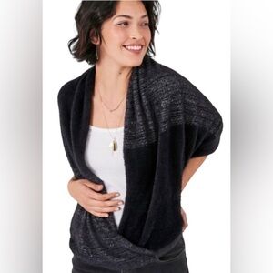 Stella & Dot Kaci Versatile 2 in 1 Soft Black Metallic Scarf